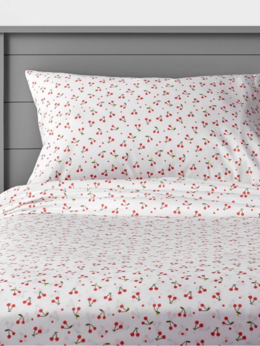 Pillowfort White Sheet Set with Red Cherry Print